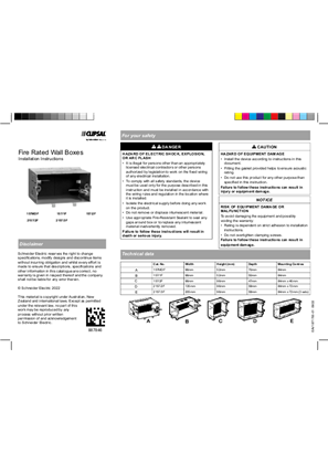 Fire rated wall box- Installation Instructions