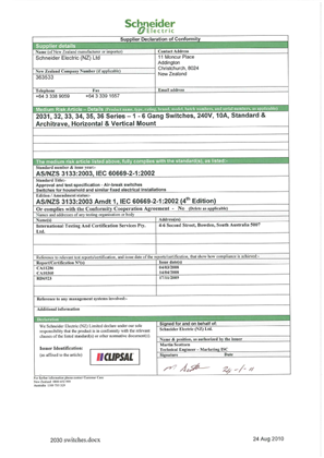Classic C2000 Series, Supplier Declaration of Conformity