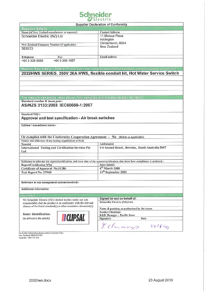 Classic C2000 Series, 2032HWS, Declaration of Conformity