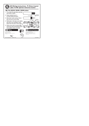 600 Series wiring instructions 609 TV-FM splitter antenna socket