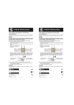 600 Series installation instructions for 618M BT secondary telephone jack module