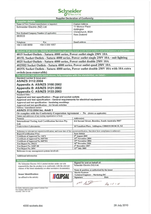 Saturn Series, Declaration of Conformity