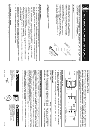 600 Series installation and operating instructions for flush plate mounted residual current devices