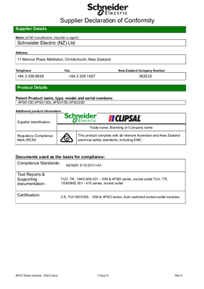 Standard Series, Declaration of Conformity