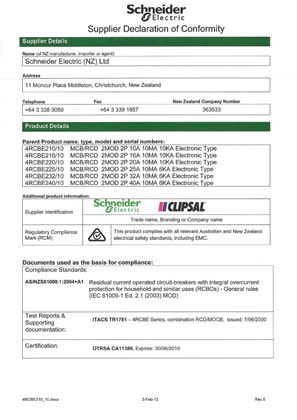 Clipsal - Max 4, Supplier Declaration of Conformity