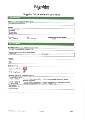 56 Series, 56AI520, Declaration of Conformity