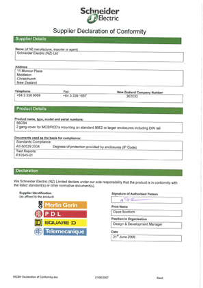 56 Series, 56CB4, Declaration of Conformity