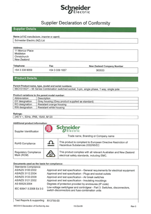 56 Series, 56CV315, Declaration of Conformity