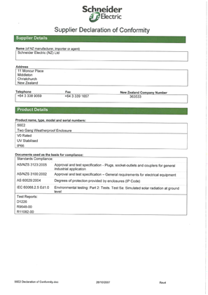 56 Series, 56E2, Declaration of Conformity