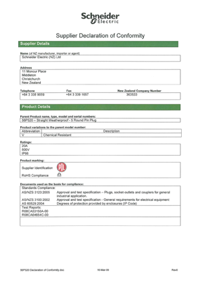 56 Series, 56P520, Declaration of Conformity