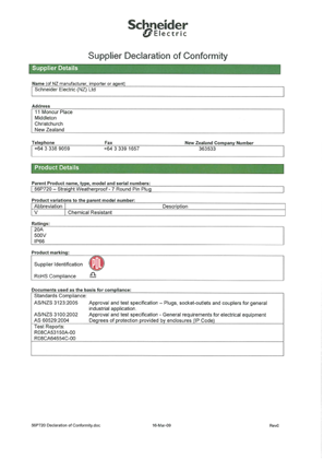 56 Series, 56P720, Declaration of Conformity