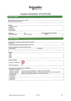 56 Series, 56SO310, Declaration of Conformity