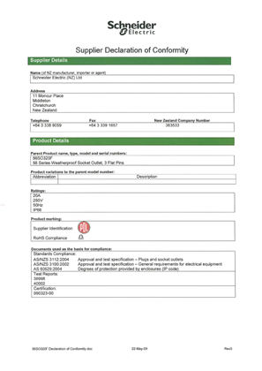 56 Series, 56SO320F, Declaration of Conformity