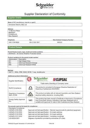 56 Series, 56SW220, Supplier Declaration of Conformity