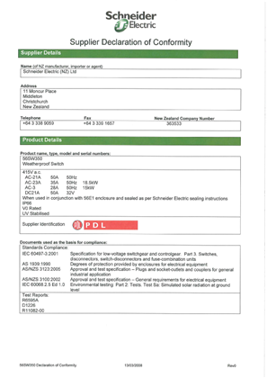 56 Series, 56SW350, Declaration of Conformity