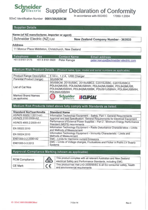 Classic C2000 Series, C2015USBC2, Declaration of Conformity