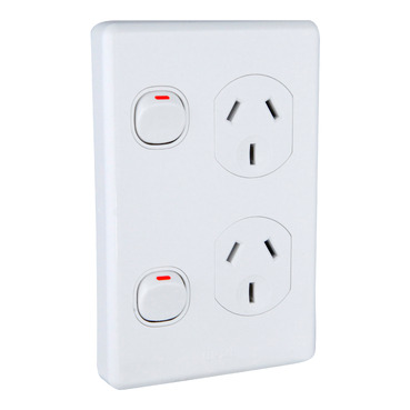 Classic C2000 Series, Switched Socket Outlet, Twin, 250V, 10A, Vertical
