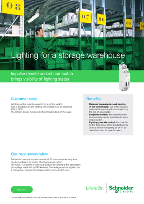 Lighting for a storage warehouse