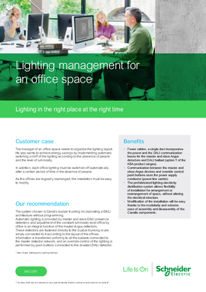 Lighting management for an office space