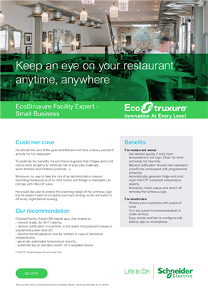 Facility Expert Small Business application for restaurant