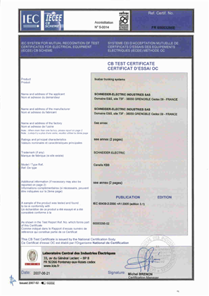 IEC60439-2 certificate KBB