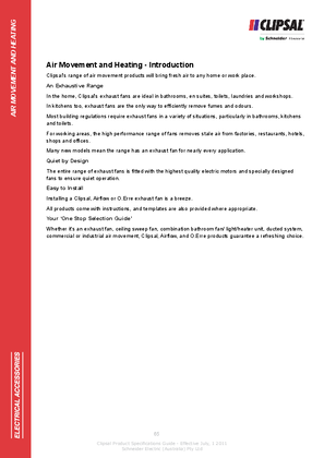 Technical Specifications - Air Movement and Heating - Introduction