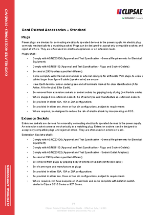 Technical Specifications - Extension Sockets