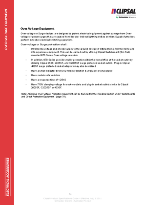Technical Specifications - Over - Voltage Equipment
