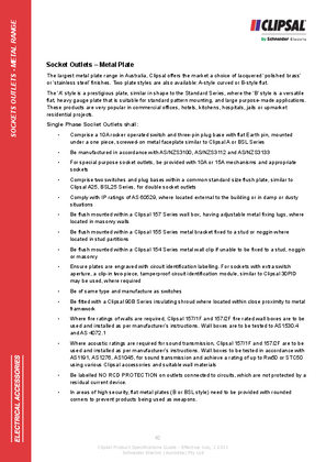 Technical Specifications - Socket Outlets - Metal Plate
