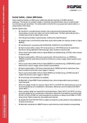 Technical Specifications - Socket Outlets - Saturn 4000 Series