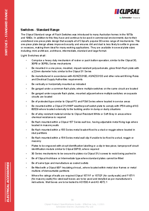 Technical Specifications - Switches - Standard Range