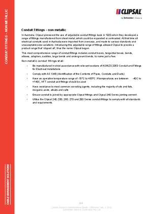 Technical Specifications - Conduit Fittings - non metallic