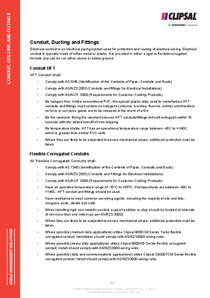 Technical Specifications - Conduit HFT