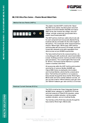Technical Specifications - ML2165 Ultra Plus Series - Plaster Mount Metal Plate
