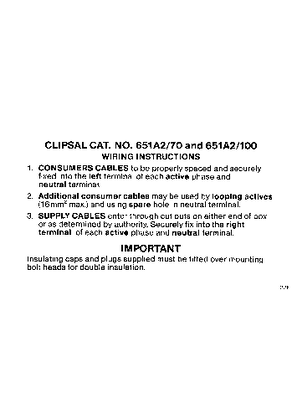 Wiring Instructions - 651A2/70 and 651A2/100 - F336