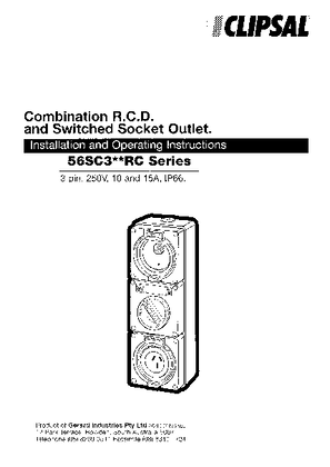 Installation and Operating Instructions - 56SC3__RC Series Combination RCD and Switched Socket Outlet - F1242