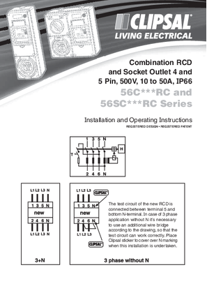 Installation Instructions - F2004/01 - 56CXXXRC + 56SCXXXRC Series Combination RCD and Socket Outlet, 17612