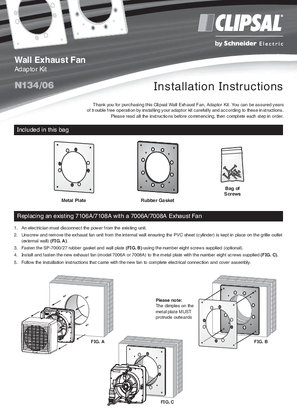 Installation Instructions - F1991/02 - N134/06 Wall Exhaust Fan Adaptor Kit, 19235
