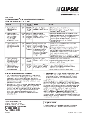 General Instructions - F1239/03 - 56RC Series Life Saver safety switch user problem/action guide, 19331