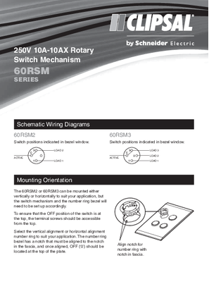 Installation Instructions - F2136/02 - 60RSM Series 250V 10A-10AX Rotary Switch Mechinism, 19849