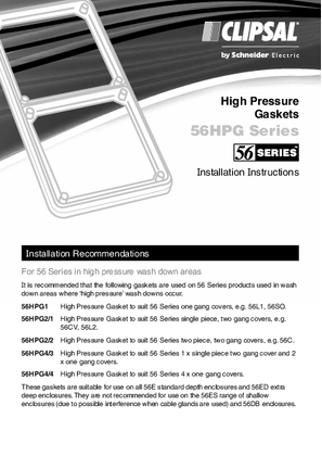 Installation Instructions - F1705/04 - 56HPG Series High Pressure Gaskets, 21206