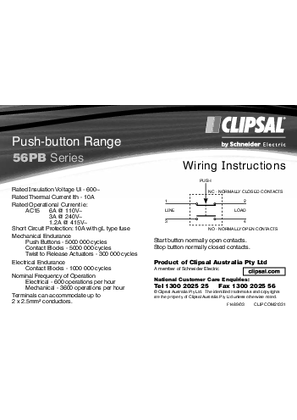 Installation Instructions - F1489/03 - 56PB Series Push-button Range, 21331