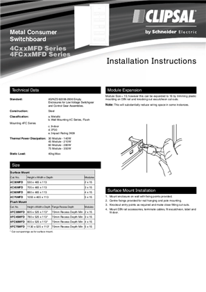 Installation Instructions - F1975/02 - 4CxxMFD and 4FCxxMFD Series Metal Consumer Switchboard, 21368