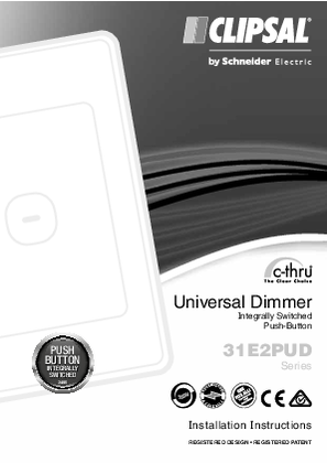 Installation Instructions - F2248/05 - 31E2PUD Series c-thru Universal Dimmer Integrally Switched Push Button, 26081