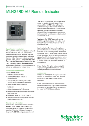Product Data Sheet - MLHG6RD-AU Remote Indicator, 112075
