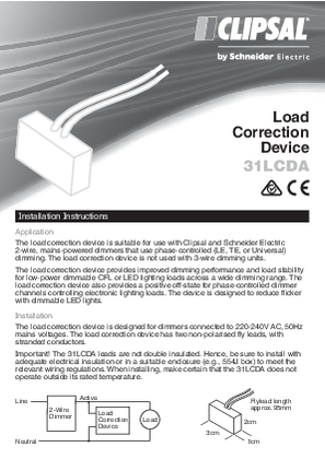 Installation Instructions - F2423/03 - 31LCDA Load Correction Device, 117564