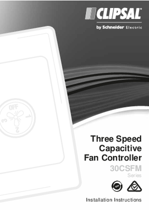 Installation Instructions - F2014/07 - 30CSFM Series Three Speed Capacitive Fan Controller, 24289