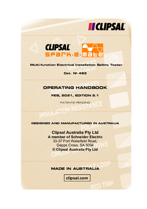 Operating Instructions G/08175, 493 Series Spark-e-mate Multi-Function Electrical Installation Safety Tester