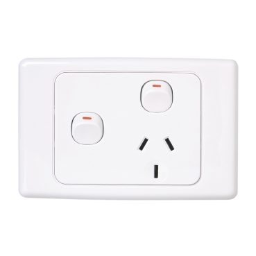 2000 Series, Single Switch Socket Outlet, 250V, 10A, Removable Extra Switch