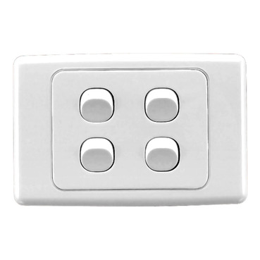 2000 Series, Flush Switch, 4 Gang, 250VAC, 10A, Standard, Horizontal